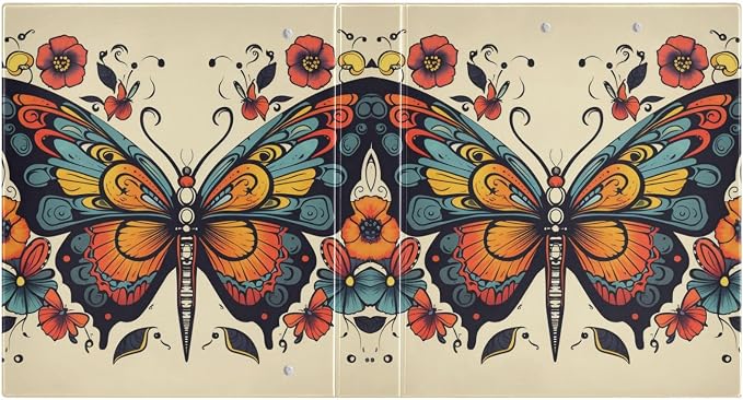 3 Ring Binder, Vintage Floral Butterfly File Folder Holds 200 Sheets File Storage for Women Men School Office Supplie