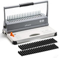 OFFNOVA Binding Machine, 21-Hole 450 Sheets Paper Comb Binding Machine for Letter Size / A4 / A5 Paper, Easy to Punch Handle, Adjustable Margin, Book Binder with 100 PCS 3/8'' Comb Binding Spines