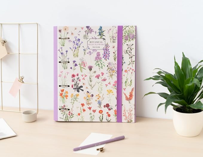 Grupo Erik 4 Ring Binder A4 - Wild Flowers, Stationery Gifts | A4 Folder with Elastic closure, School Folders for Paperwork A4, Back to School Supplies | Cute Stationary Gifts