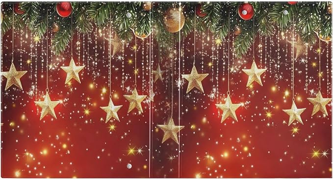 3 Ring Binder Christmas Stars Christmas Balls 1.5 inch Binders Three Ring Binders with Clipboard Fit 8.5'' x 11'' Paper 3 Interior PVC Clear Pockets for Office Supplies