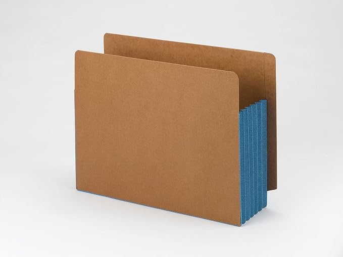 Smead End Tab File Pocket, Reinforced Straight-Cut Tab, 5-1/4" Expansion, Extra Wide Letter Size, Redrope with Blue Gusset, 10 per Box (73689)