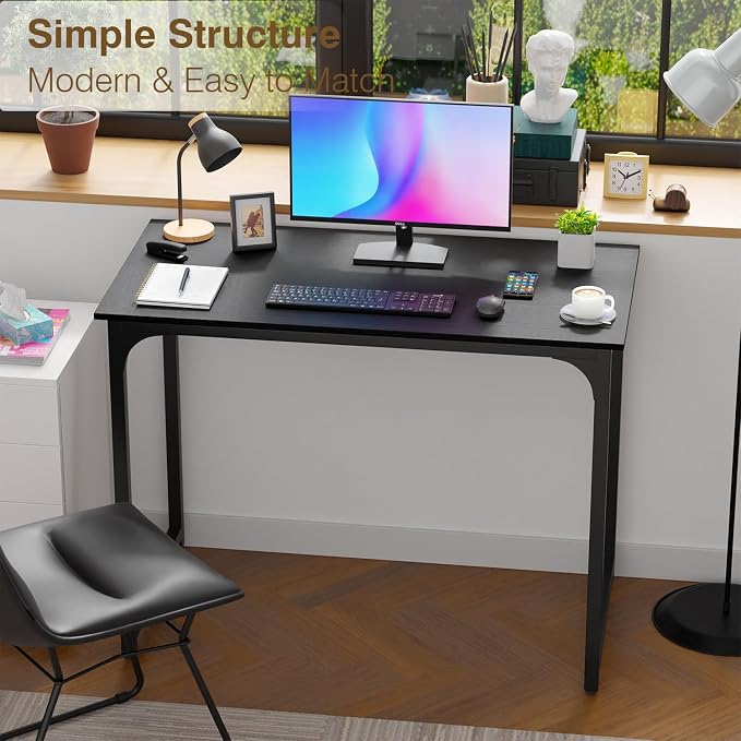 FDW 39 inches Computer Desk, Modern Simple Style Desk for Home Office, Study Student Writing Desk,Black