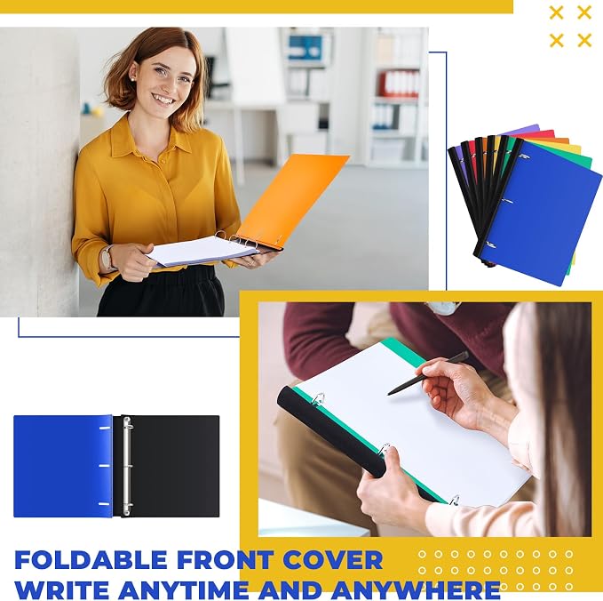 Henoyso 6 Pcs 0.75 Inch Telescoping 3 Ring Binder with Expandable Telescoping Spine 175 Sheets Capacity 3 Round Rings Flexible Plastic Notebook Binder for School, Office(Multicolor)