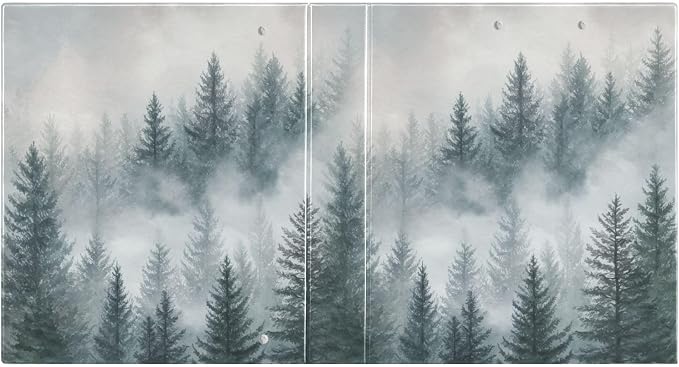 Watercolor Mist Forest Pine Tree Binder 3 Ring 1.5 Inch Binder with Clipboard&Pockets, Hardcover Binders Heavy Duty Large File Folder for Office School Supplies - Holds 200 Sheets, 2 PC