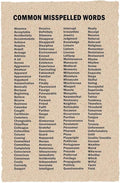 Laminated Commonly Misspelled Words Poster Writing Spelling For Elementary Middle Or High School Classroom Poster Dry Erase Wall Art 24x36