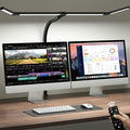 ONEMIX LED Desk Lamp with Clamp, 42-Inch 4-Panel Light for Dual Monitors | 1800 Lumens, 4 Adjustable Panels, 5 Color Temps, 5 Brightness Levels, Remote, Timer, Flicker-Free for Home Office