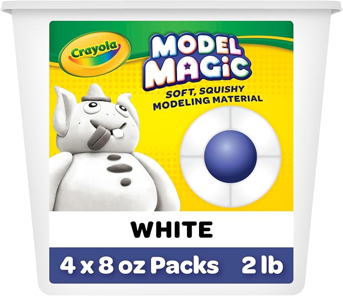 Crayola Model Magic White, 4‑Pack (8 oz Each), Teacher Must Haves & Classroom Essentials, Air‑Dry Modeling Material for Kids, Sculpting Craft Clay Alternative, Ages 3+