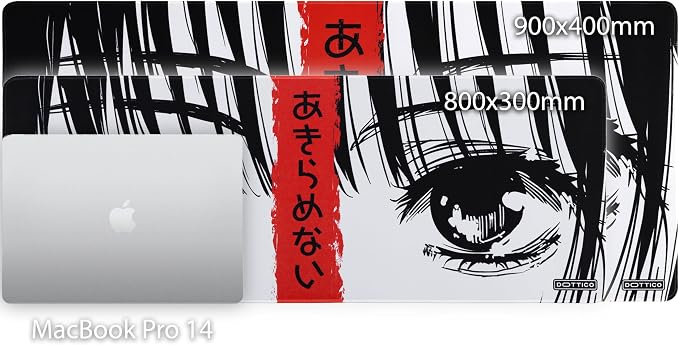 XXL Manga Eyes Gaming Mouse Pad – Japanese Minimalist Desk Mat with Kanji & Bold Art – Non-Slip, Water-Resistant Surface, Stitched Edges – 35.4x15.7 in (Anime Red XX-Large)