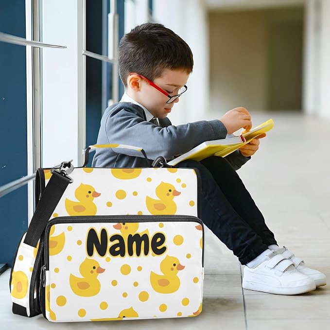 Custom Cute Yellow Ducks 3 Ring Binder Bag 1.5 inch Personalized Name Binder Organizer 500 Sheet Documents Storage for School Office