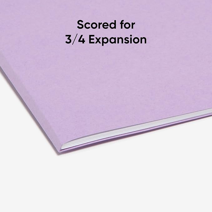 Smead Colored File Folder, 1/3-Cut Tab, Letter Size, Lavender, 100 per Box (12443)