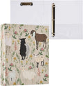 3 Ring Binder 1.5 Inch Goat and Flowers Light Beige Clipboards Binders with Interior Pockets Round Ring Binder for Office Supplies and School