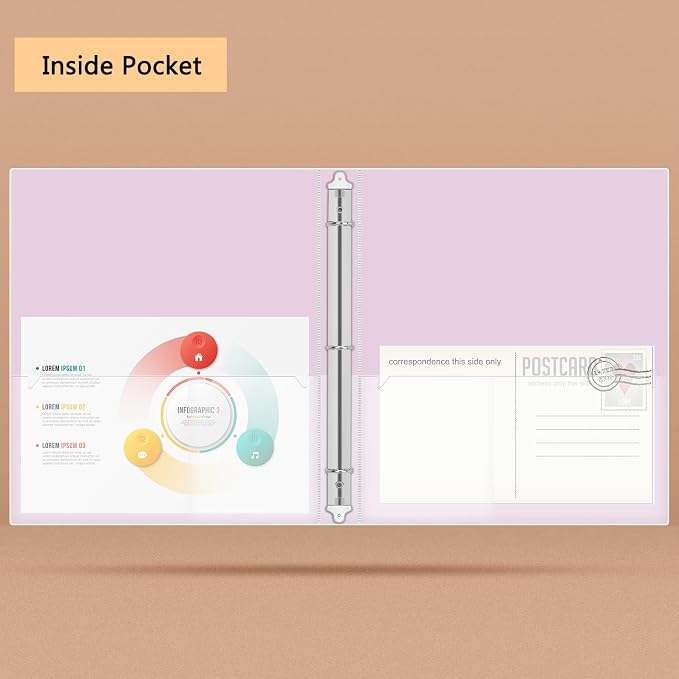 NatureTouch 3 Ring Binder, Glitter 1 Inch Organizer (10.5'' x 11.5'') Holds 8.5’’ x 11’’ Letter Size 300 Pages, Waterproof Durable View Binder, 1 Pack, Crystal Pink