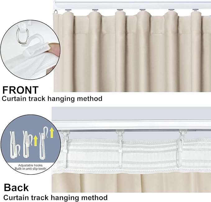 Cbsroro Room Divider Blackout Curtain Track Curtains Wall Dividers Panels Screen for Living Rooms Bedroom Office Privacy Partition Separation, W150 × L108 Inch,1 Panel, Beige