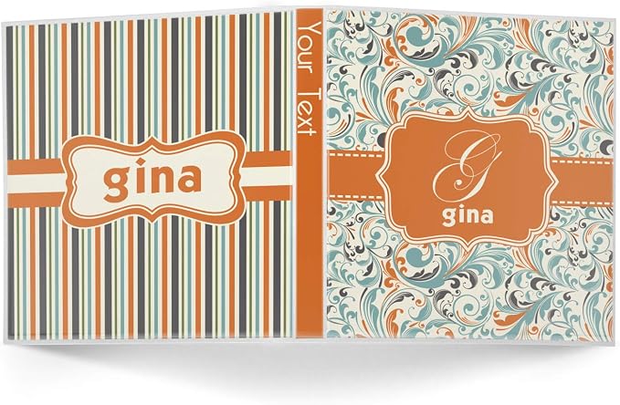 Personalized Orange & Blue Leafy Swirls 3-Ring Binder - 1 inch