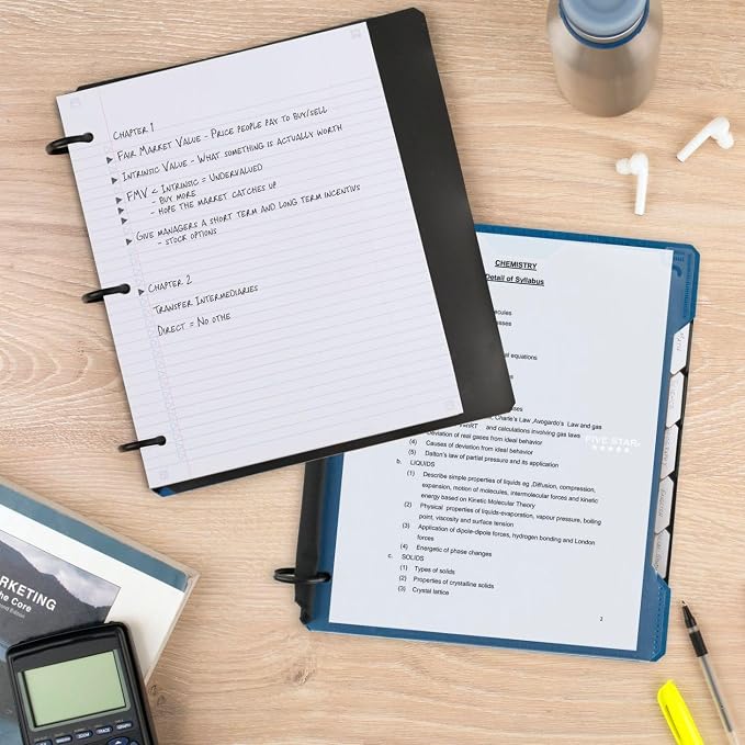 Five Star Flex Hybrid NoteBinder, 1 Inch Binder with Tabs, Notebook and 3-Ring Binder All-in-One, Assorted Colors, Color Will Vary (29326) (Pack of 2)