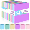 Fulmoon 48 Pack 3 Ring Plastic Binders 1 Inch Bulk with 2 Pockets, Flexible Binder Loose Leaf Hardcover, Fit 12" x 10" US Letter Size Paper, for School Office Home, 6 Colors(Macaron)