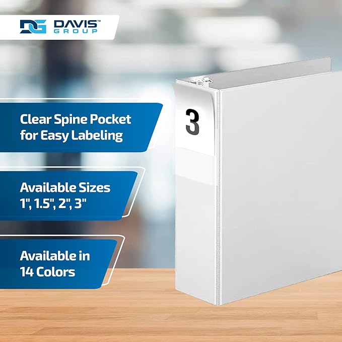 Premium Economy 6-Pack 3-Ring Binders for School or Office, D-Ring Binders, 3 Inch, White