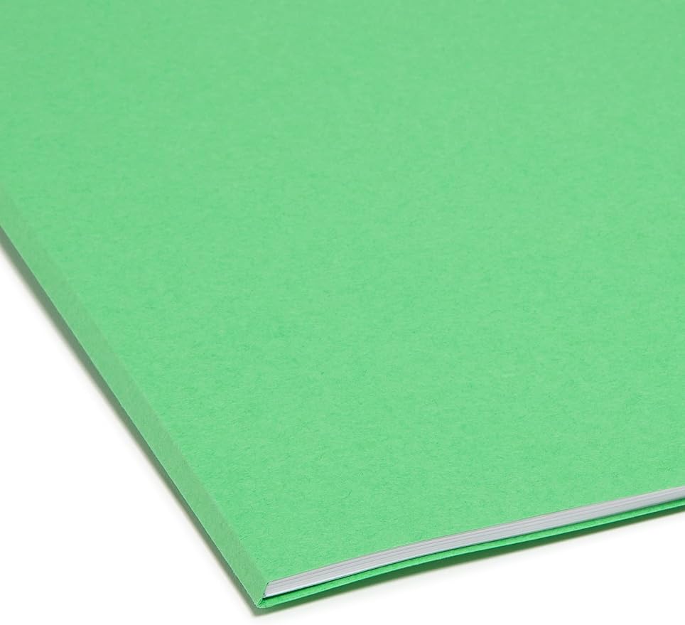 Smead File Folder, Reinforced 1/3-Cut Tab, Letter Size, Green, 100 per Box (12134)