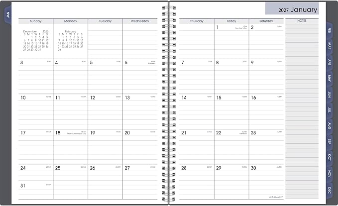 AT-A-GLANCE 2027 Planner, Weekly & Monthly, 8.5" x 11", Spiral Bound, DayMinder, Gray (GC5450727)