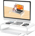 Acrylic Monitor Stand Riser Clear Laptop Stand Riser L16 xW7.5 xH4 | PC Holder Riser Compatible with All Notebooks and Monitors,Decoration for Office & Home,Computer & Laptop Stand for Desk