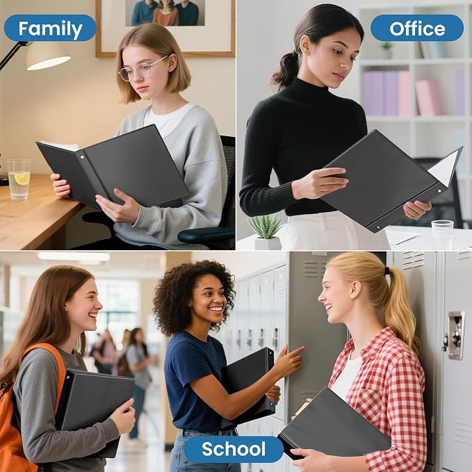 SUNEE 1 Inch Binders 3 Ring 10 Pack Bulk, PVC-Free Clear View 1" Binders (Fits 8.5x11 Inches) for School, Office & Home Use, Black