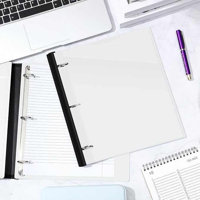Henoyso 6 Pcs 1 Inch Telescoping 3 Ring Binder with Expandable Telescoping Spine 200 Sheets Capacity with Clear Front Cover 3 Round Rings Flexible Plastic Notebook Binder for School, Office(White)