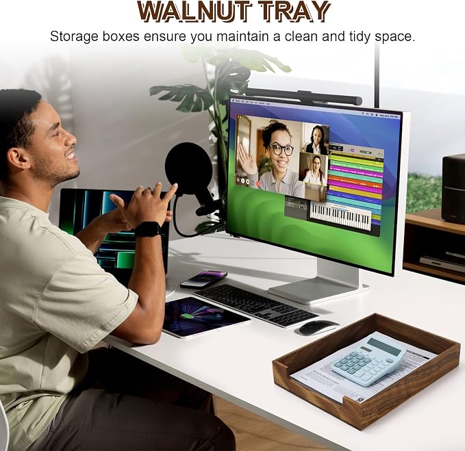 Multibey Walnut Wood Letter Tray for Desk, A4 Paper File Holder Organizer | A4 Wooden Paper Tray with Rounded Corners, Paper Document File Tray Storage Holder for Office & Home School, Black Walnut