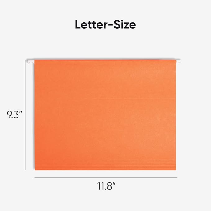Smead Standard Hanging File Folders, 25 Count, Orange, 1/5-Cut Adjustable Tabs, Letter Size (64065)