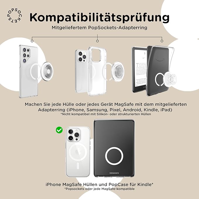 PopSockets Phone Grip for MagSafe, Magnetic Holder- Black Speckle | Removable, For Kindle / Android / iPhone, With Magnet, Black, Electronic Accessories, For iPad/Kindle/iPhone/Android