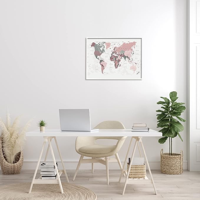 World Map Patterned Waters, 24 x 30 Inch Framed Giclée Print | Stupell Industries · By Urban Epiphany · Ready to hang once unboxed · Great for office or study · Made in USA