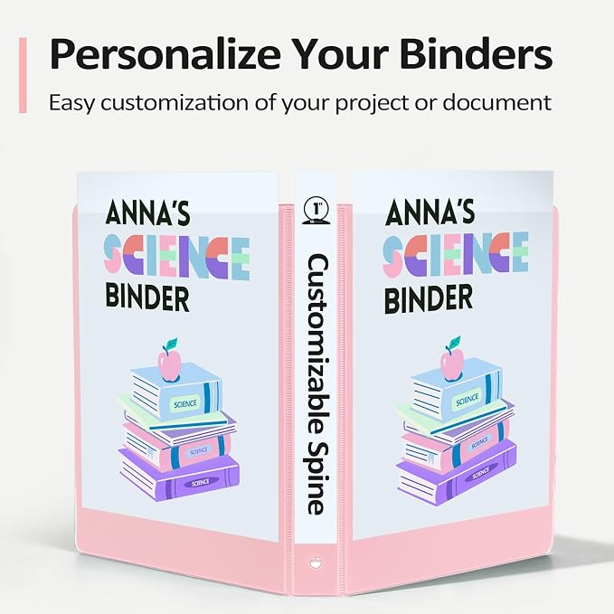 4 Pack 3 Ring Binders 2 Inch, Sooez 2" Three Round Ring Binder with Pockets | Extra Durable, Eco-Friendly, PVC-Free, Reinforced Hinge, 1800-Sheet Capacity, Interior Pockets, Customizable, School, Office