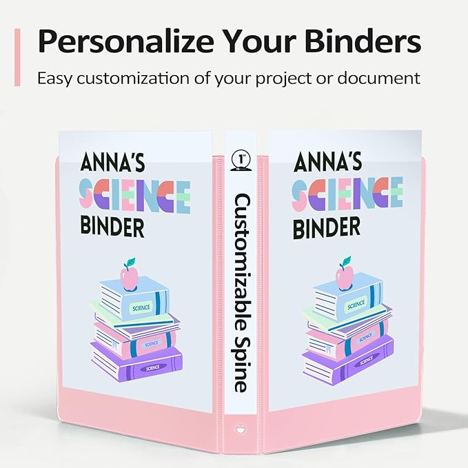 4 Pack 3 Ring Binders 1.5 Inch, Sooez Three Round Ring Binder with Pockets | Extra Durable, Eco-Friendly, PVC-Free, Reinforced Hinge, 1300-Sheet Capacity, Interior Pockets, Customizable, School, Office