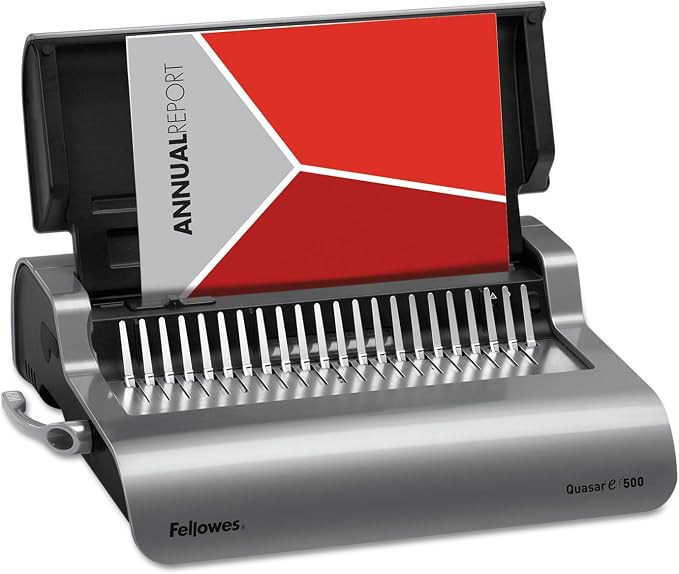 Fellowes Quasar 500 Electric Comb Binding Machine, Classroom Organization Heavy-Duty Binder, 20-Sheet Electric Punch, Includes Starter Kit (5216901)