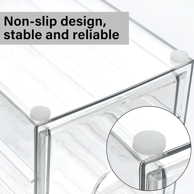 Prsildan 15 Drawers Teacher Toolbox Acrylic Containers, Set of 3 | Clear, Pens Markers Stickers Hardware Storage, Office Desk Kitchen Cabinet Garage Organizer