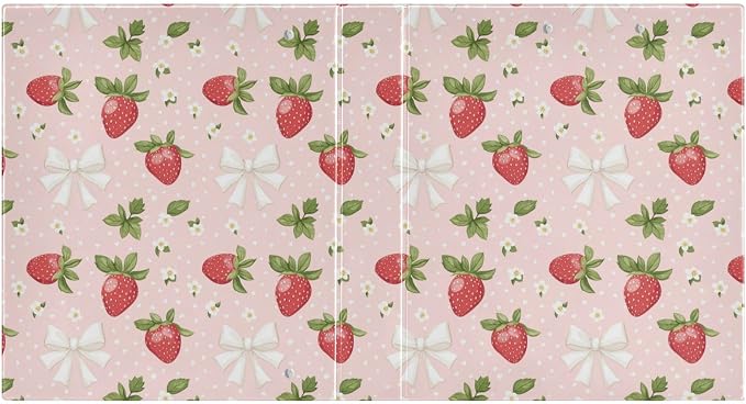 Strawberry 3 Ring Binder, 1.5 Inch Round Ring Binders Pink Clipboard Work Binders Organizer with Pockets Holds 200 Sheets for School Office Home 1 Pack