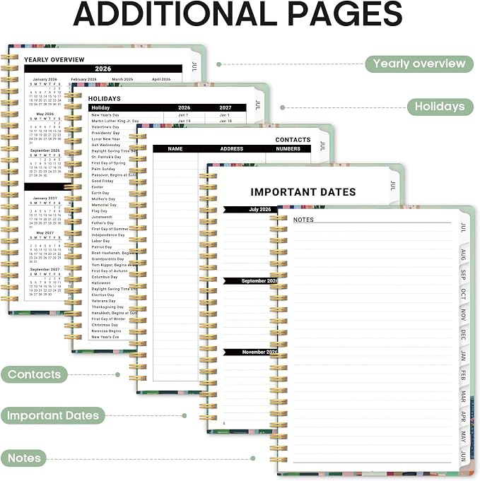 Planner 2026-2027, Monthly & Weekly Jul 2026-Jun 2027 Planner Calendar
