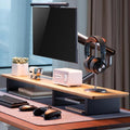 White Oak Wood Desk Shelf for Top of Desk 44 Inch Length Wood Monitor Riser with Middle Shelf