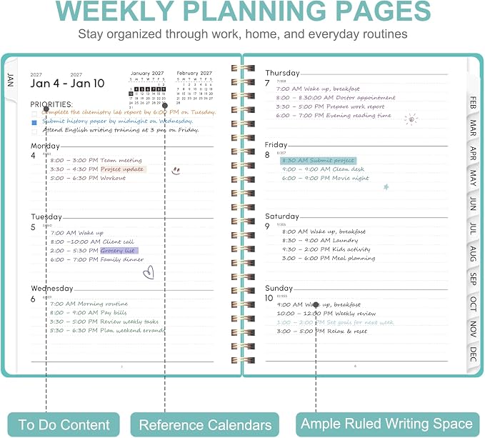 2027 Planner, Weekly and Monthly Calendar Planner Book, A5(6.3'' x 8.5'')