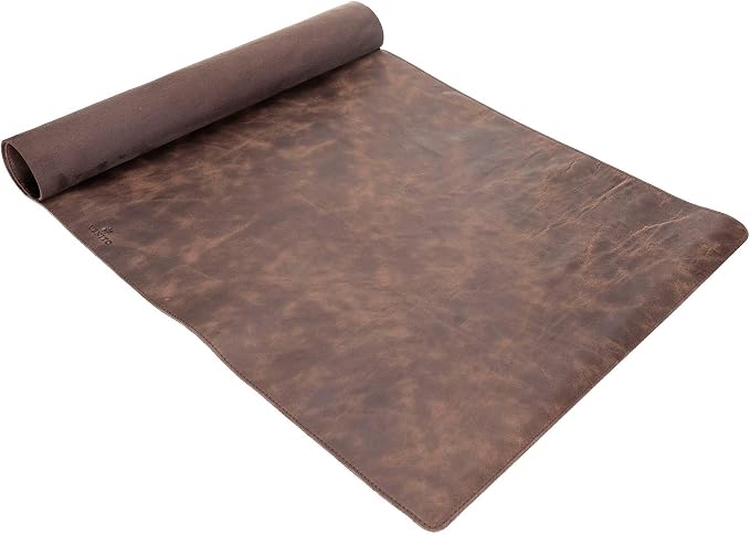 Premium Leather Desk Pad Mat (36 X 19 inch) - Large Desk Mat for Keyboard and Mouse Home Office Accessories (Coffee Brown)