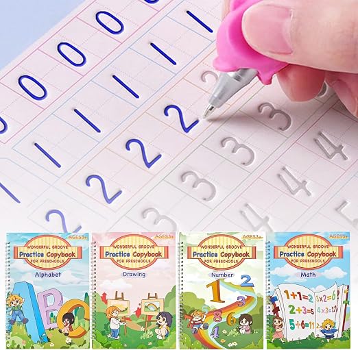 Large Magic Grooved Writing Practice Book-Reusable Handwriting Practice for Kids 8-10- Pre k workbooks