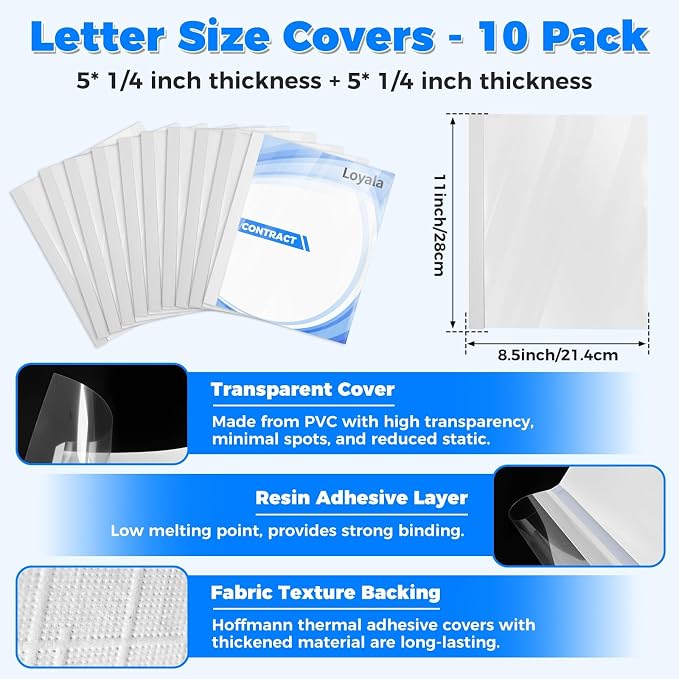 Thermal Binding Machine 500 Sheets Capacity Book Binding Material with 10 Letter Size Envelopes, A3/A4/A5 Document Heat Binder Hot Melt Machine Metal Thermal Binder Contract Document Invoice
