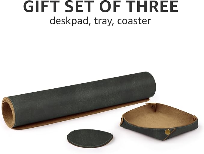 LEATHER VILLAGE Real Leather Desk Pad 3mm Thick Double Layer Desk Mat Olive | 32''x16'', Cover Blotter Large Full Grain Protector for Keyboard, Mouse & Laptop, Office Table Mat & Desktop Accessories