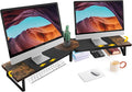 Across-Star Dual-Monitor Stand for Desk - Large Adjustable Length and Angle Riser for 2 Monitors, Double Computer Desktop Organizer, Shelf for TV, Laptop, Printer