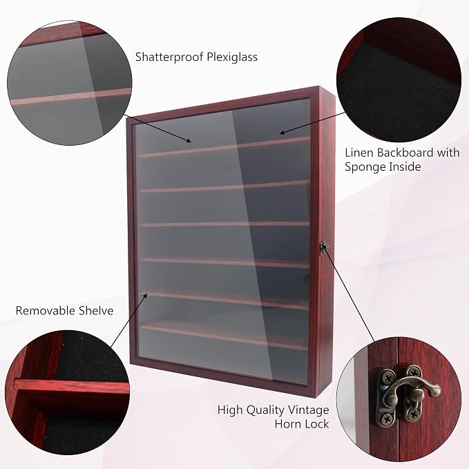 16x20 Shadow Box Frame with Removable Shelves, Red Deep Memory Box Display Case for Keepsake Collectibles, Coins Military Medals Pins Wedding Flowers
