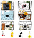 6 Pack Wall File Organizer, Wall File Pocket Mail Organizer for Office/Home | Hanging Metal Vertical Wall Mounted File Holder, Mail Paper Document Folder, Label Slots & Hooks, Rust-proof & Space-Saving