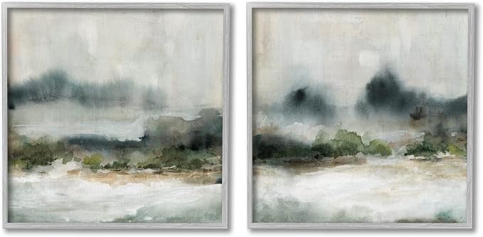 Somber Abstract Mountain Landscape, 24 x 24 Inch Framed Giclée Print Set | Stupell Industries · By Carol Robinson · Ready to hang · Modern decor for living room or office · Made in USA