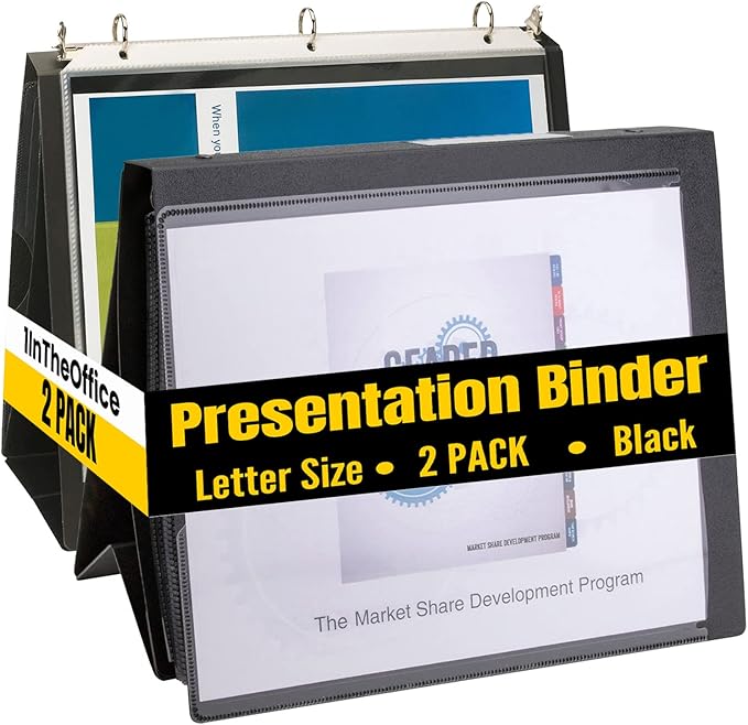 1InTheOffice Presentation Binder 8 1/2" x 11" Sheet Size, 2 Pack