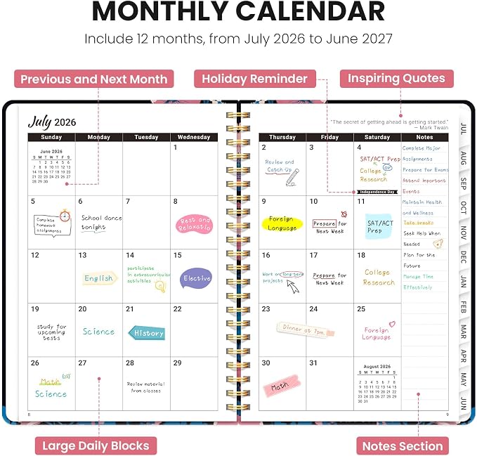 ZOTIA Planner 2026-2027, Jul 2026-Jun 2027 Weekly & Monthly Calendar