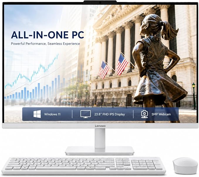 Lenovo 24" All-in-One Desktop Computer, Intel N100 Processor, 16GB RAM, 512GB SSD, FHD Display, Space-Saving Design for Home, Office &Business, Wi-Fi 6, HDMI Out, Windows 11, Wireless Keyboard & Mouse