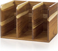 Novabright Acacia Wood File Magazine Holder Desk Organizer, 3 Vertical Compartments Workspace Sorters for Magazines, Binders, Notebooks, Envelopes